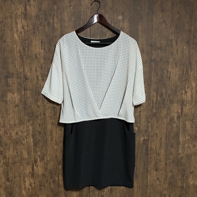 A366◇OPAQUE.CLIP | オペークドットクリップ ワンピース ホワイト×ブラック レディース Mサイズ 中古品拍卖