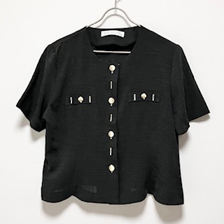 ★ 即決・送料無料 ★ 美品 エトワールセレクション 半袖ジャケットブラウス 日本製 M 黒拍卖