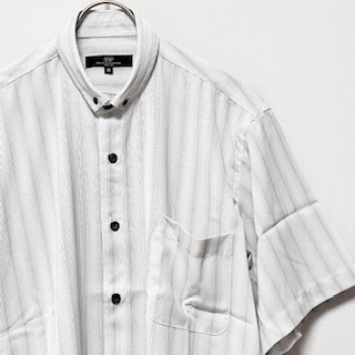 ★ 即決・送料無料 ★ 美品 Adam&Eve アダム&イブ ボタンダウン ストライプシャツ M 半袖拍卖