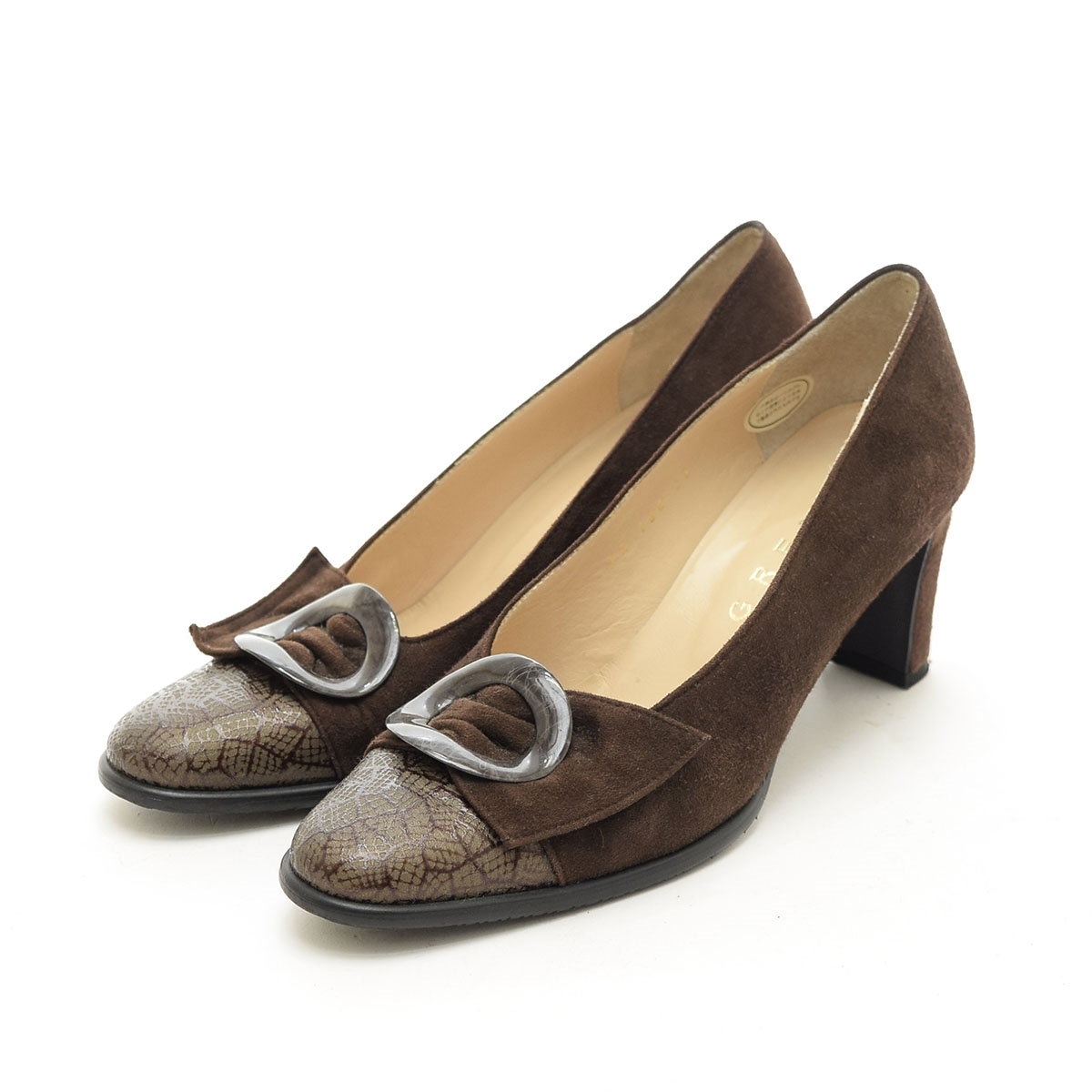 □528690 GRES グレ ○パンプス 切替スウェードハイヒール サイズ35.5(22.5cm-23.0cm相応)/H6.5cm レディース 35H製 ブラウン拍卖