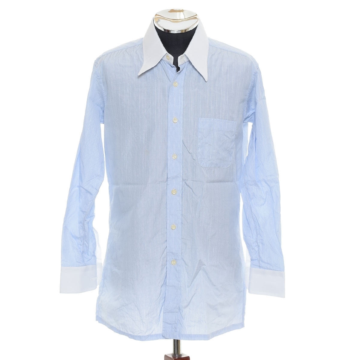 〇500856 Christian Dior CHEMISE ディオール ○ワイシャツ 長袖 クレリック マルチストライプ ヴィンテージ サイズ39-81 80s メンズ拍卖