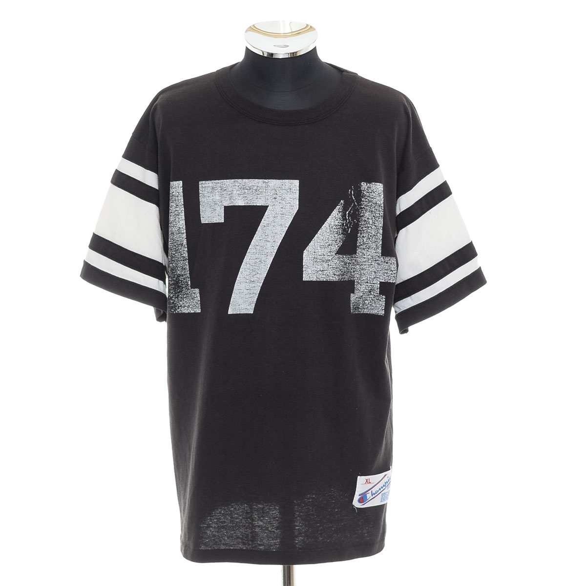 ●519768 Champion ●Tシャツ 80s ヴィンテージ 3桁 ナンバリング 174 サイズXL トリコタグ メンズ USA製 チャコール ブラウン拍卖