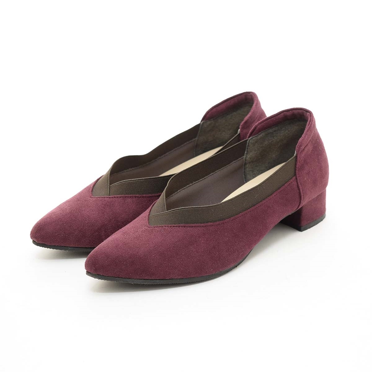 □512225 B-THREE ビースリー B3 ○パンプス ポインテッドスウェードシューズ サイズ23.5cm 3E レディース ワインレッド拍卖