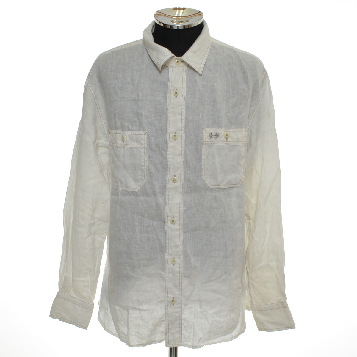 〇551548 McGREGOR マクレガー ○ワークシャツ 長袖 リネンシャツ サイズLL メンズ ホワイト拍卖