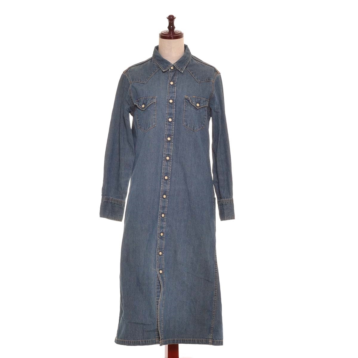 ■498788 UES ウエス ●デニムシャツワンピース ウエスタン サイズ0 ヴィンテージ レディース USA/米国製拍卖