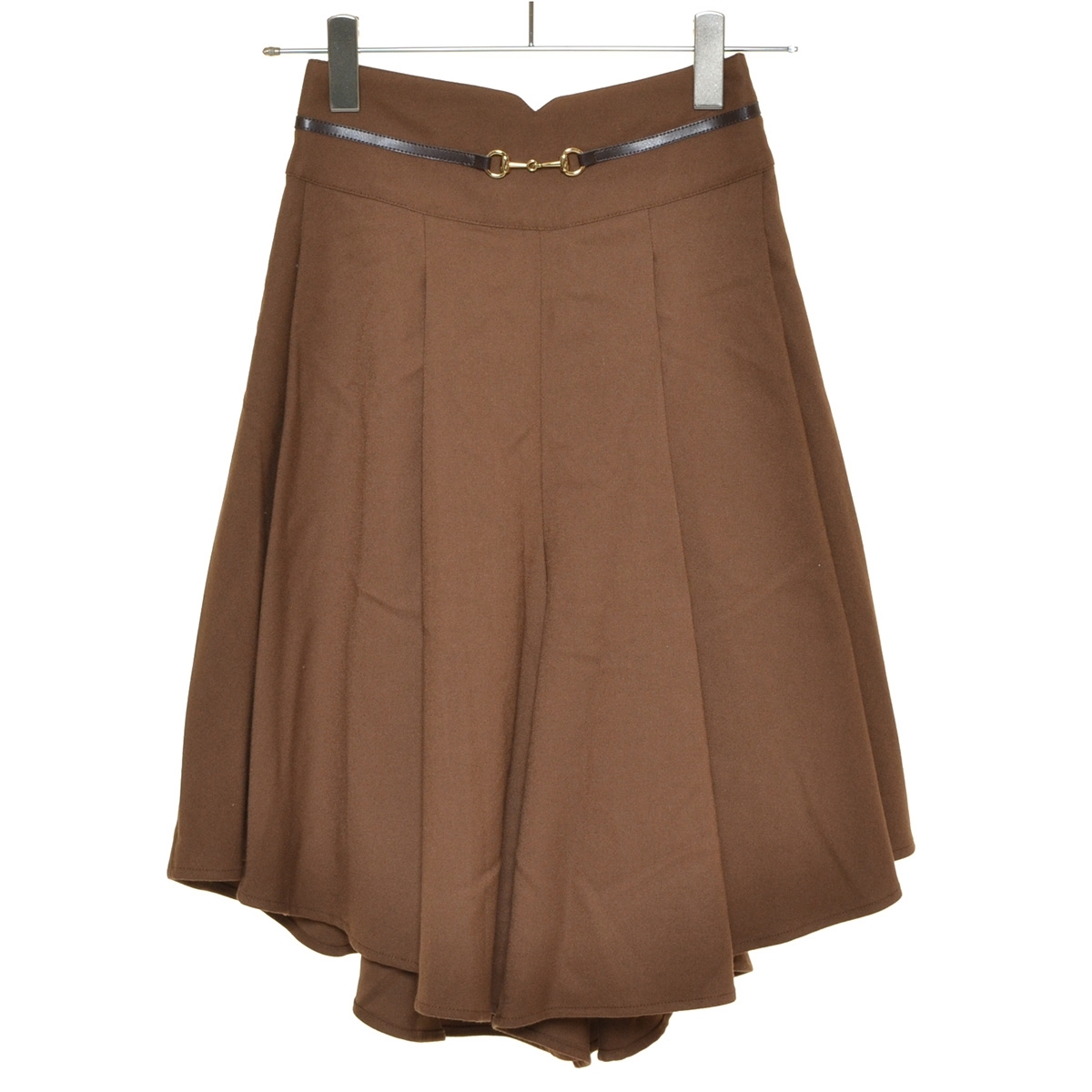 □473515 axes femme アクシーズファム ○パンツ ベルト付プリーツキュロット サイズM レディース ブラウン拍卖