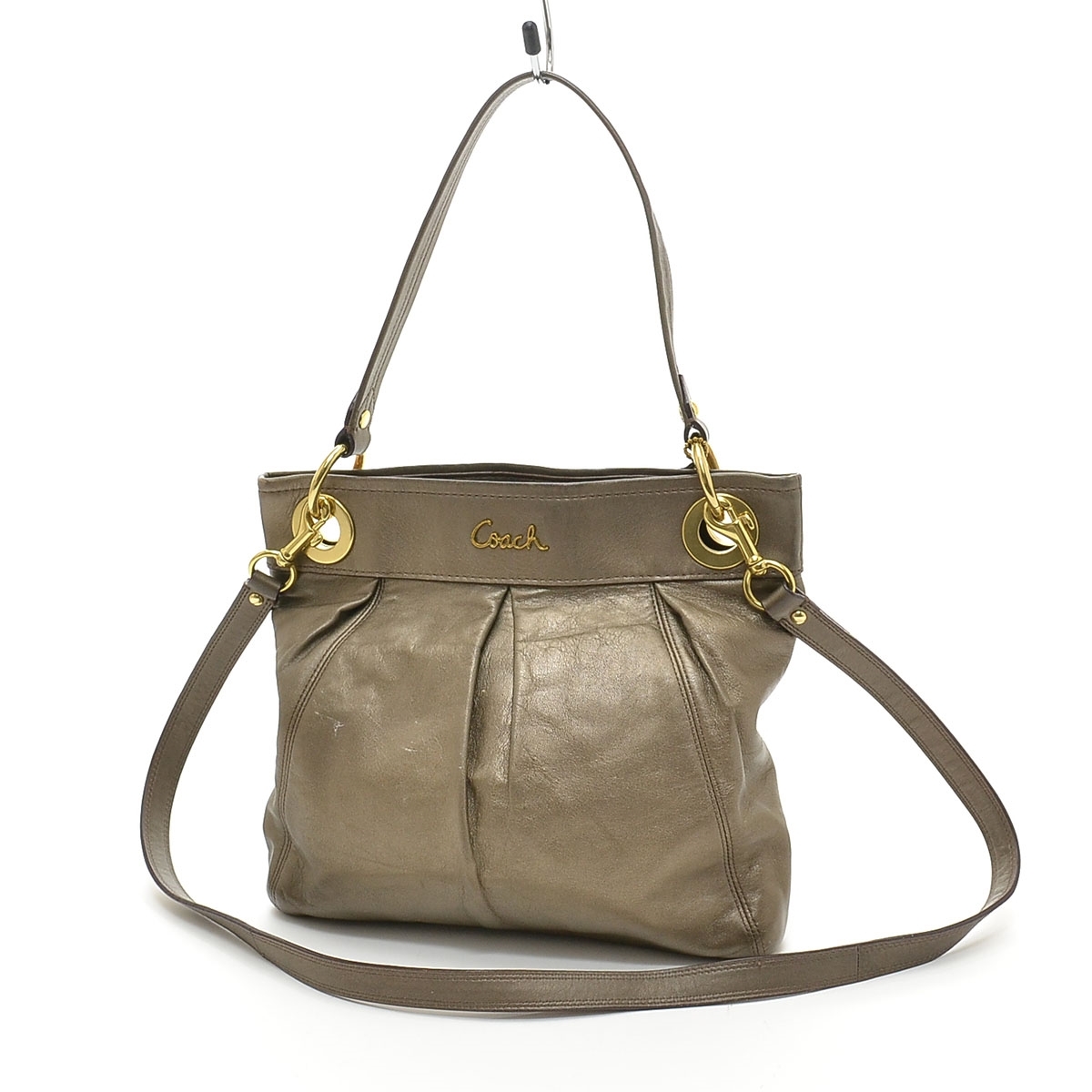 ■396734 COACH コーチ ●2WAYショルダーバッグ F17605 レザー レディース ブロンズ拍卖