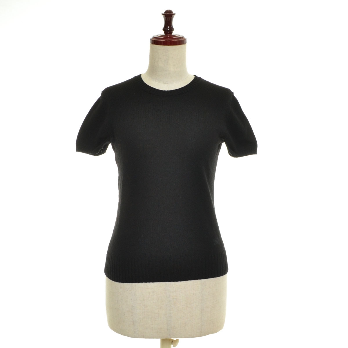 □540874 BURBERRY BLUE LABEL バーバリーブルーレーベル 三陽商会 ○半袖セーター ウールニットソー サイズM レディース ブラック拍卖