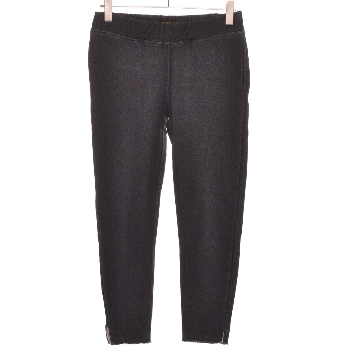 □508443 GREEN BOWL グリーンボウル ○ニットデニムスウェットパンツ 9分丈テーパード カットオフ サイズ36 レディース 日本製拍卖