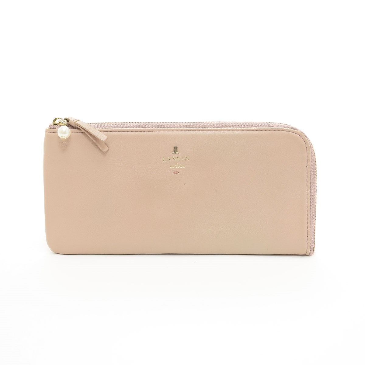 ■509657 LANVIN en Bleu ランバン オンブルー ●L字ファスナー長財布 レザーロングウォレット レディース ベージュピンク拍卖