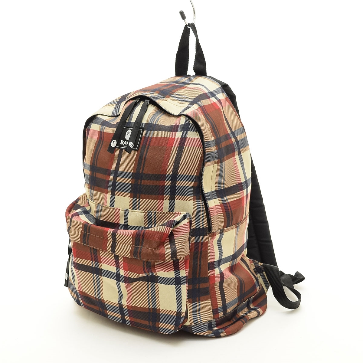 ●552662 A BATHING APE BAPE アベイシングエイプ バックパック デイパック リュックサック BAPE CHECK DAYPACK M メンズ ベージュ チェッ拍卖