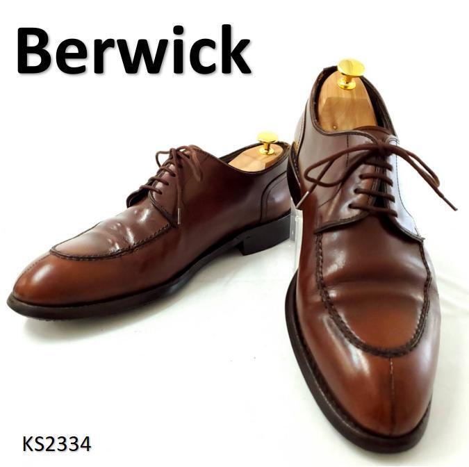 バーウィック Uチップ ダイナイトソール 本革 レザー UK8.5 ブラウン拍卖