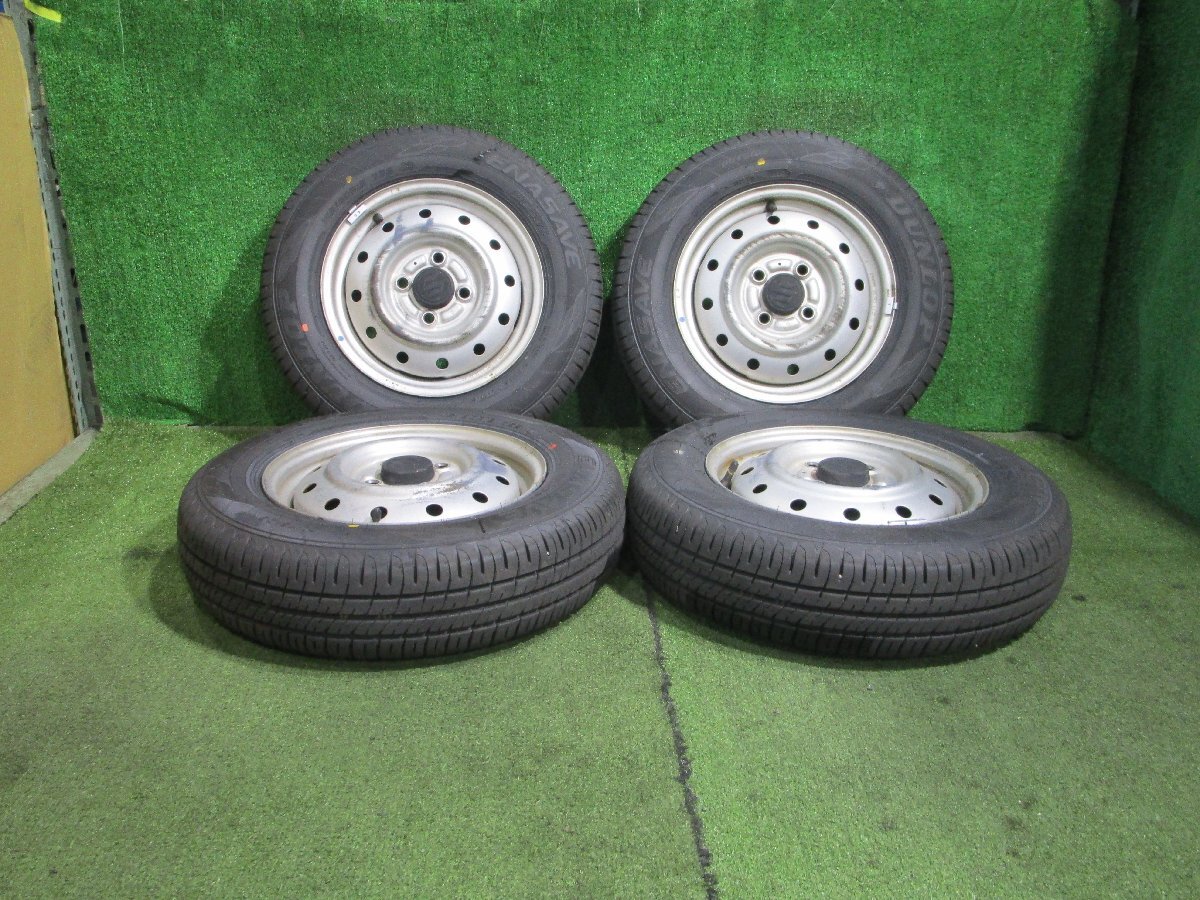 ◆ 溝あり スズキ アルト HA25V 純正 スチールホイール タイヤ 13インチ 4本 PCD100 4.0J +45 145/80R13 ダンロップ 24年製 中古 E339 ◆拍卖