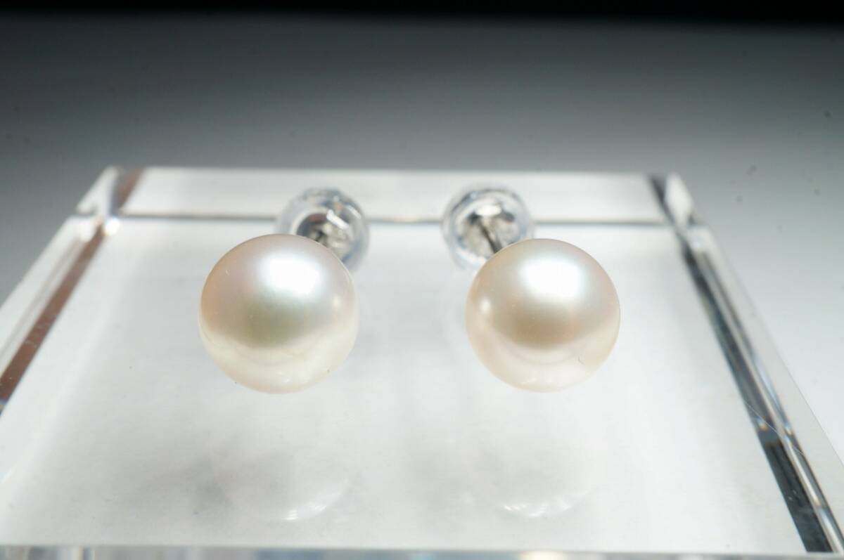 【即決特別価格】伊勢志摩産天然アコヤ あこや真珠ピアステリ良し!約7.4mm~7.7mm1ペア(両耳)セット 極上品アレルギー対応純チタンポスト拍卖