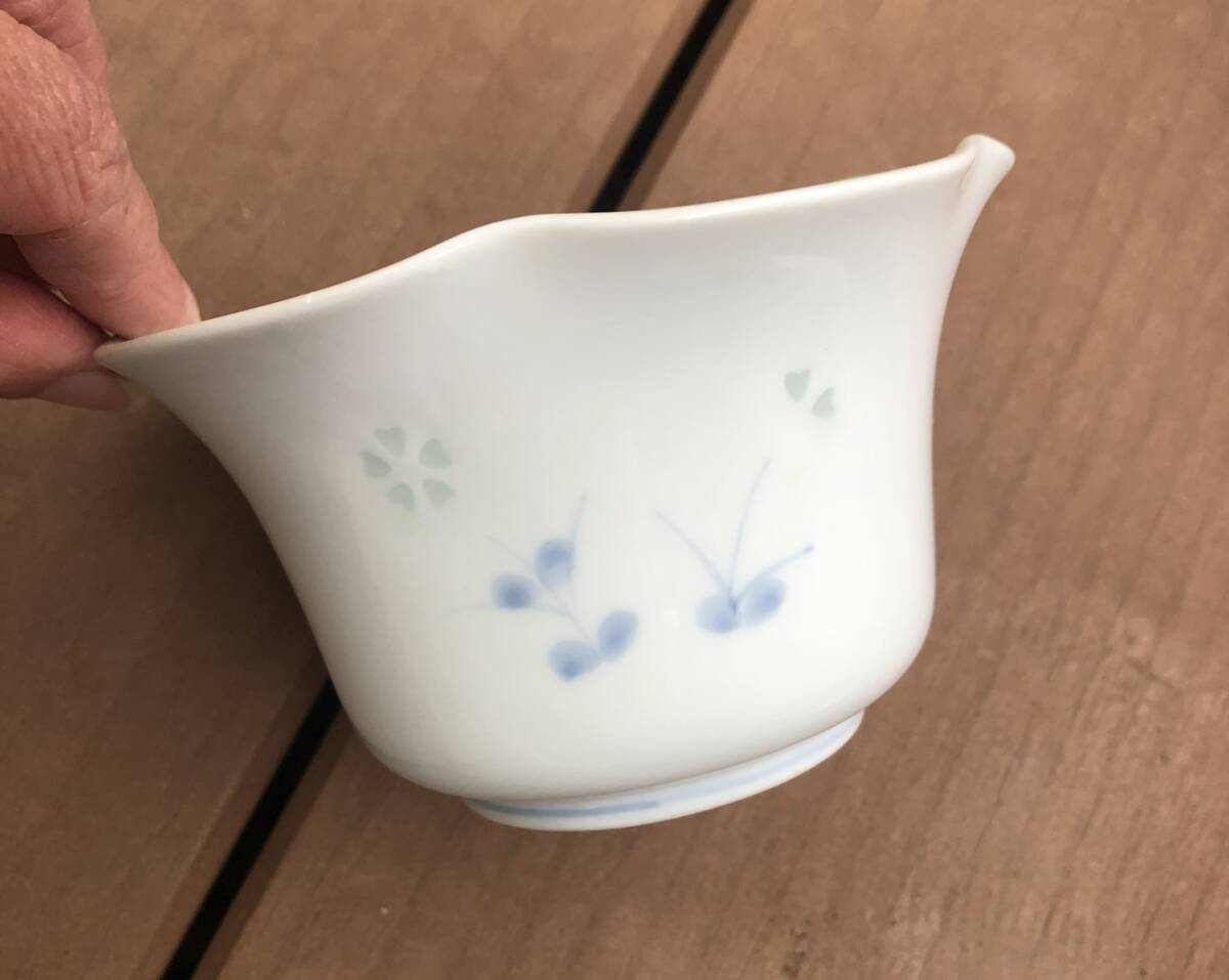 透かし 蛍 白 ハート 食器青白磁 花型 小鉢 5客セット】和食器/煮物碗/菓子鉢/旅館器/銘あり拍卖