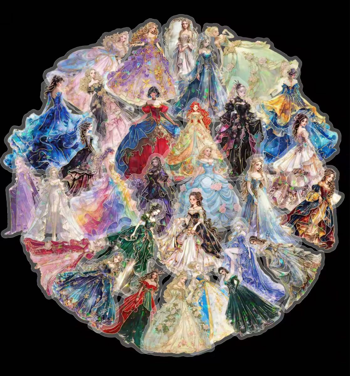 新品 イブニングドレス プリンセス PET ステッカー 30枚 ホログラム拍卖