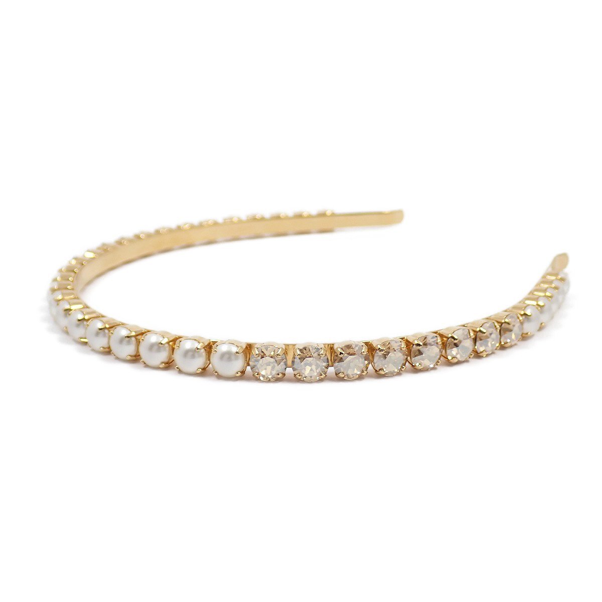 miumiu ミュウミュウ カチューシャ ゴールド色金具/ラインストーン/フェイクパール【いおき質店】拍卖