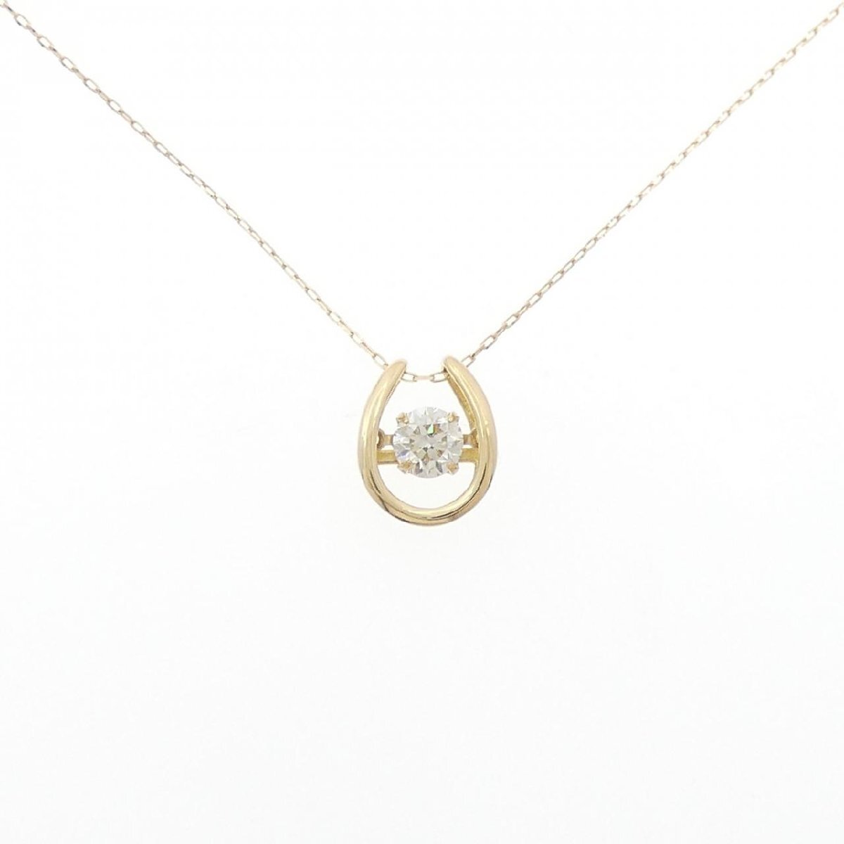 【新品】K18YG ホースシュー ダイヤモンド ネックレス 0.30CT拍卖