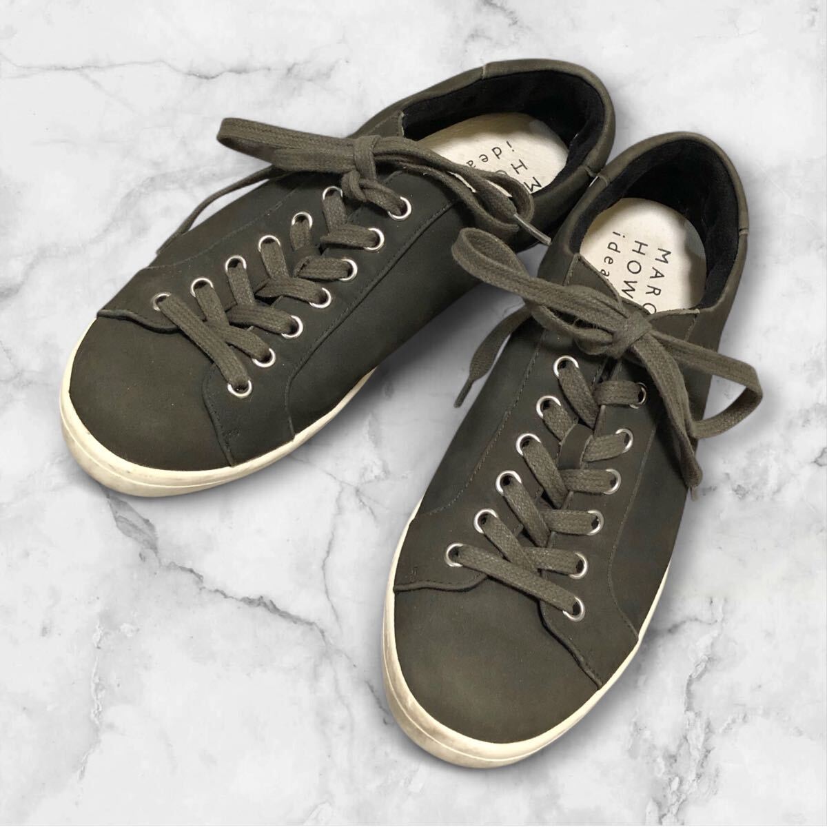 ■MARGARET HOWELL idea マーガレットハウエル アイデア■レザー スニーカー ダークグレー 22.0㎝拍卖
