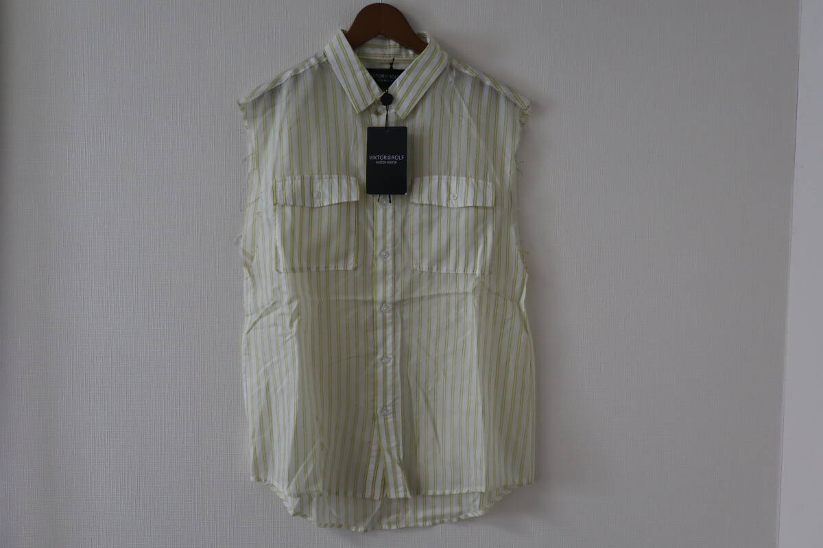 ☆VIKTOR & ROLF/ヴィクターアンドロルフ☆未使用 カットオフノースリーブストライプシャツ サイズ:48 MISTER MISTER 拍卖