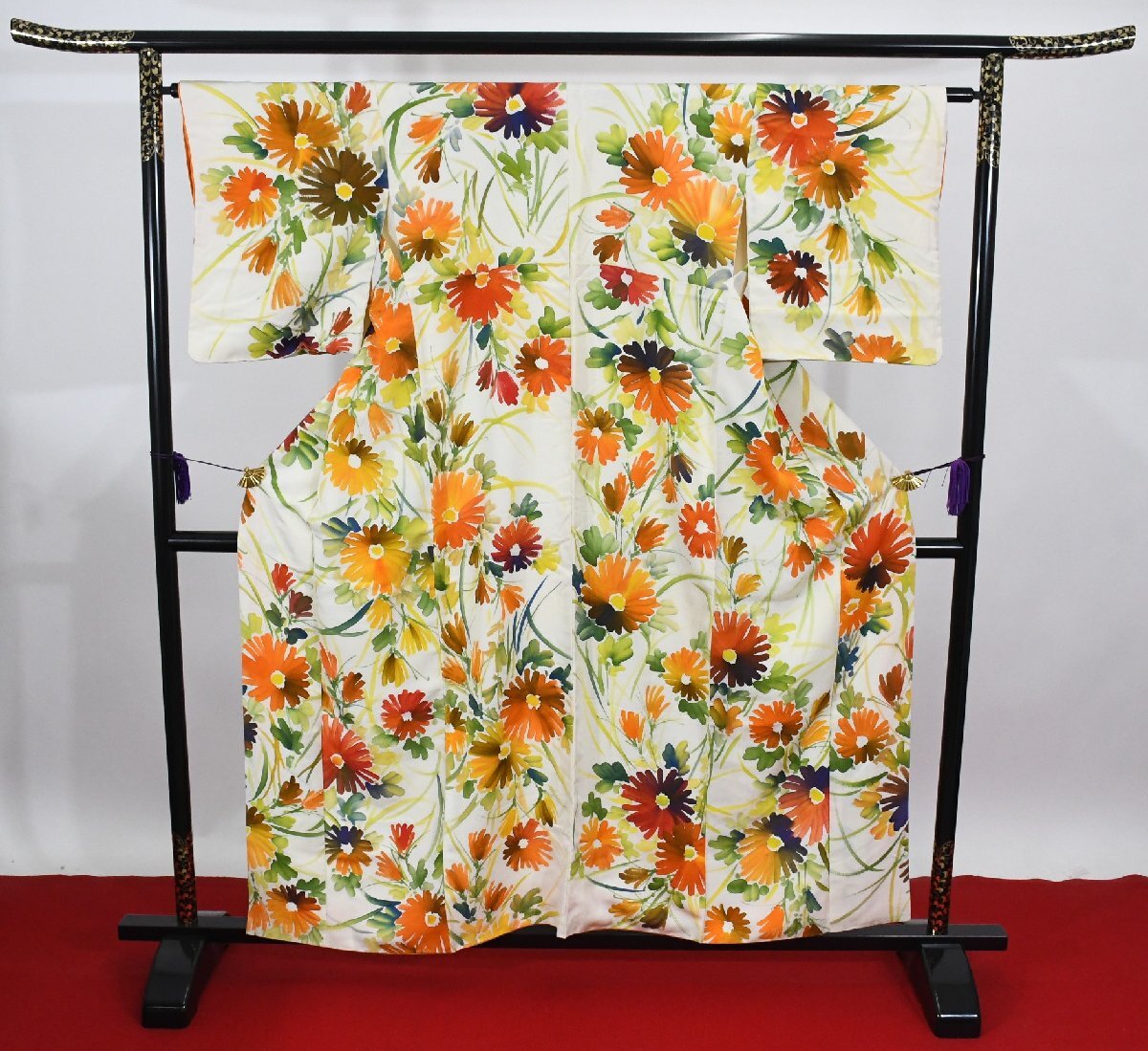 小紋 着物 袷 花 身丈152cm 裄丈64cm ★ kb-6960 桜庭呉服店拍卖