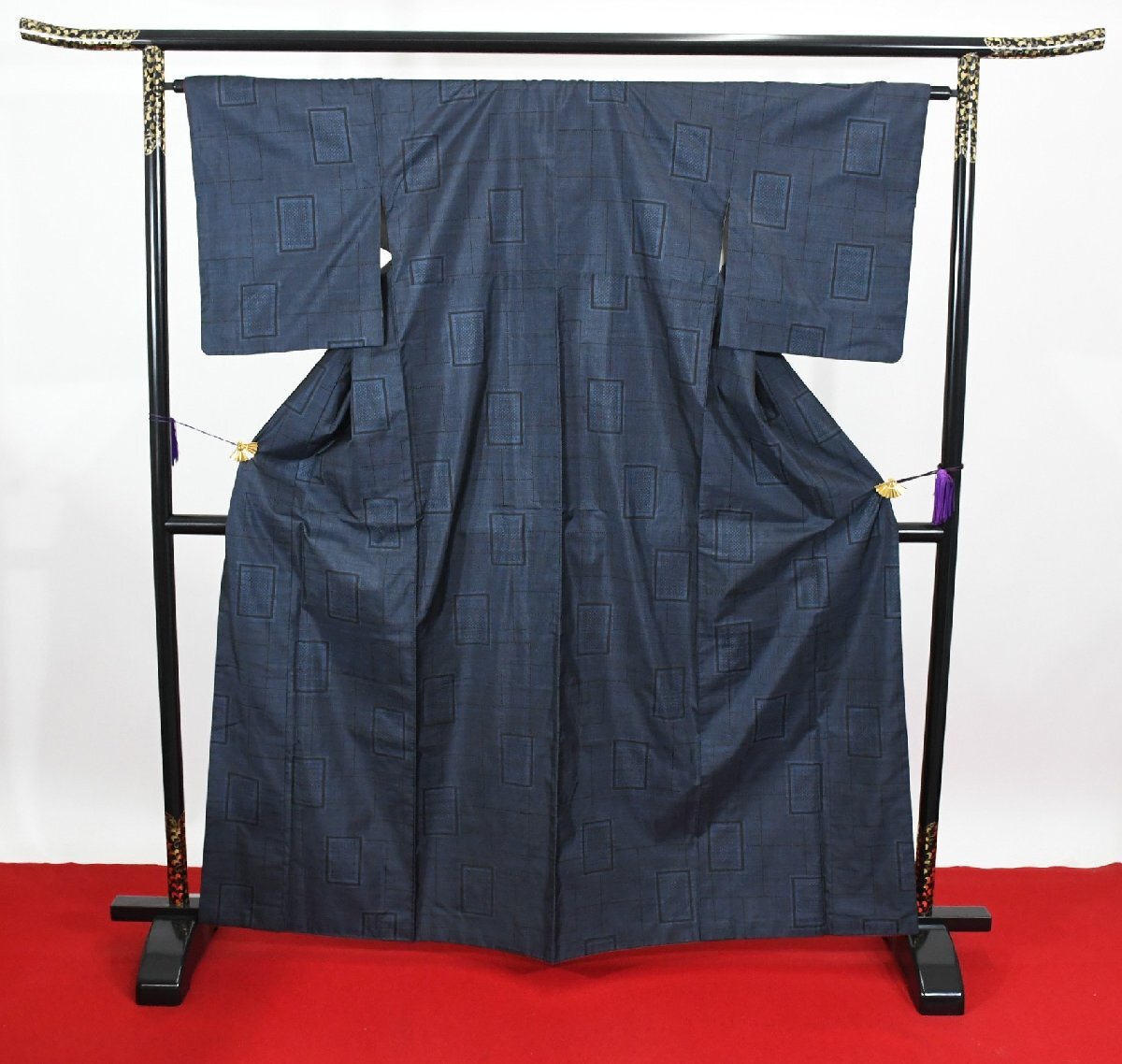 大島紬 四角 身丈157cm 裄丈64cm ★着物 pb-3492 桜庭呉服店拍卖