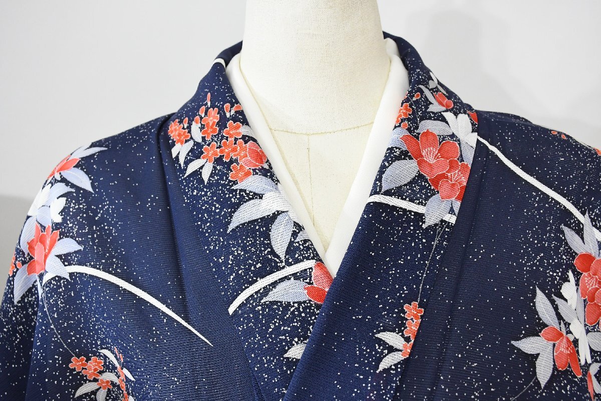 小紋 着物 夏着物 夏物 絽 花 薄物 身丈159cm 裄丈66cm ★ kb-6896 桜庭呉服店拍卖