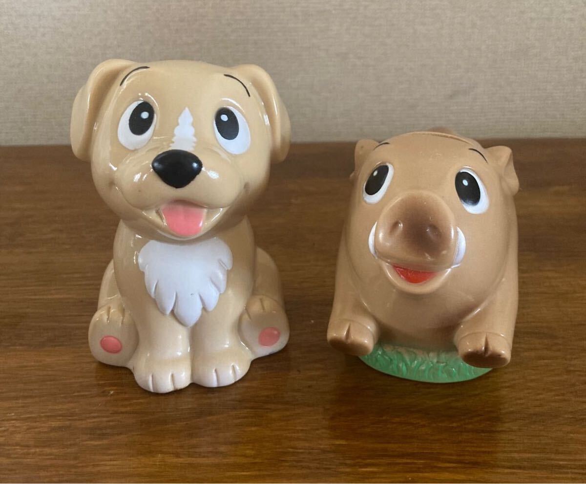 JA貯金/犬/イノシシ/いのしし/2個セット/銀行/貯金箱/企業物/昭和レトロ/ノベルティ/ ビンテージ/人形/当時物/動物/アンティーク/2個拍卖