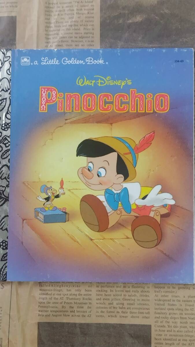 ★送料安い★【英語絵本 ピノキオ ディズニー 小さな絵本 洋書 Little Golden Book 30年前に購入 ほぼ未使用】拍卖