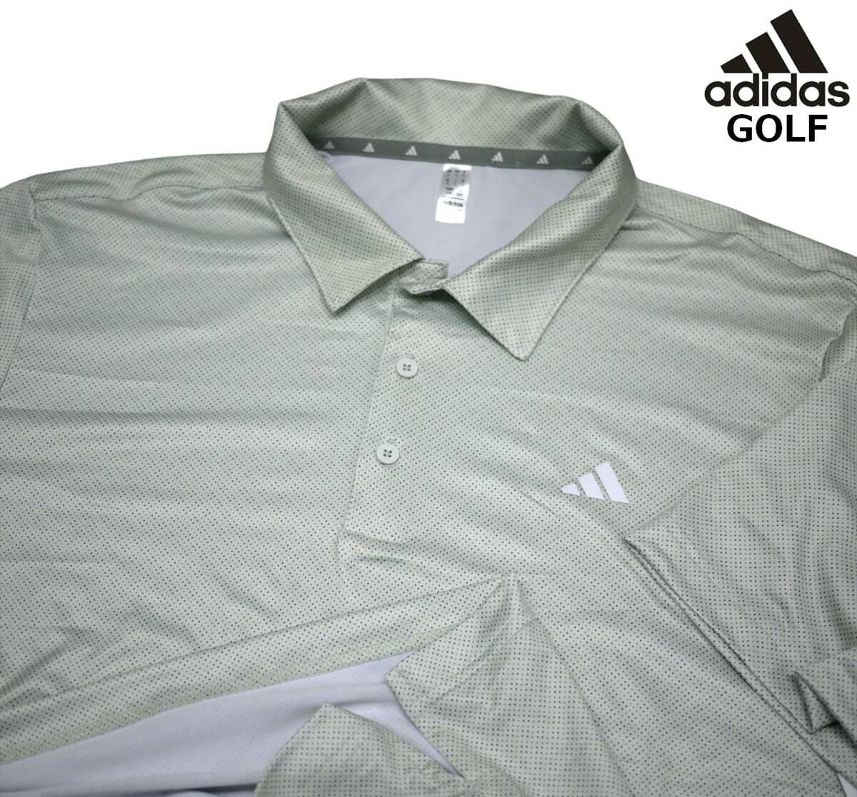 新品 adidas GOLF ストレッチ UVカット ポロシャツ (US-XL/JP-4XO) グリーン系 ドット柄 UPF50 アディダス ゴルフ USAモデル /fa233拍卖