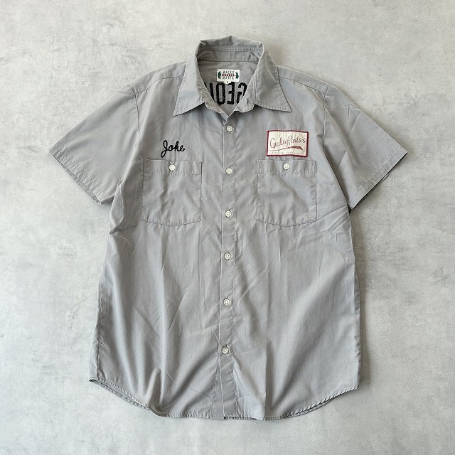 ■WACO MARIA ワコマリア 綿100% ワッペン バック刺繍 半袖 シャツ メンズ(S) 灰 ルード系 アメカジ / d-007拍卖