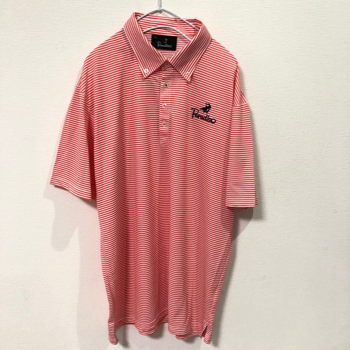 ★ パラディーゾ Paradiso 半袖 ポロシャツ ゴルフウェア ボーダー LLサイズ NH-DSAP1A拍卖