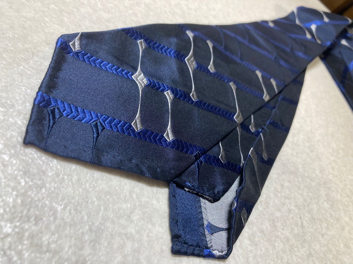 新品 リングヂャケット ナポリ(日伊) イタリア製ハンドメイドネクタイ クワトロピエゲ ネイビー系 定価2.9万円拍卖