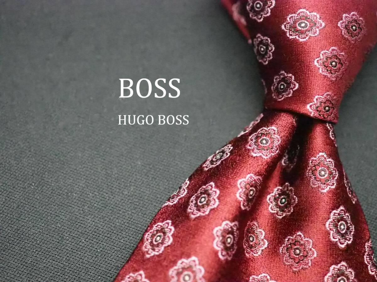 美品【HUGO BOSS ヒューゴ ボス】 E2808 ワイン系 SILK ブランド ネクタイ 古着 良品拍卖