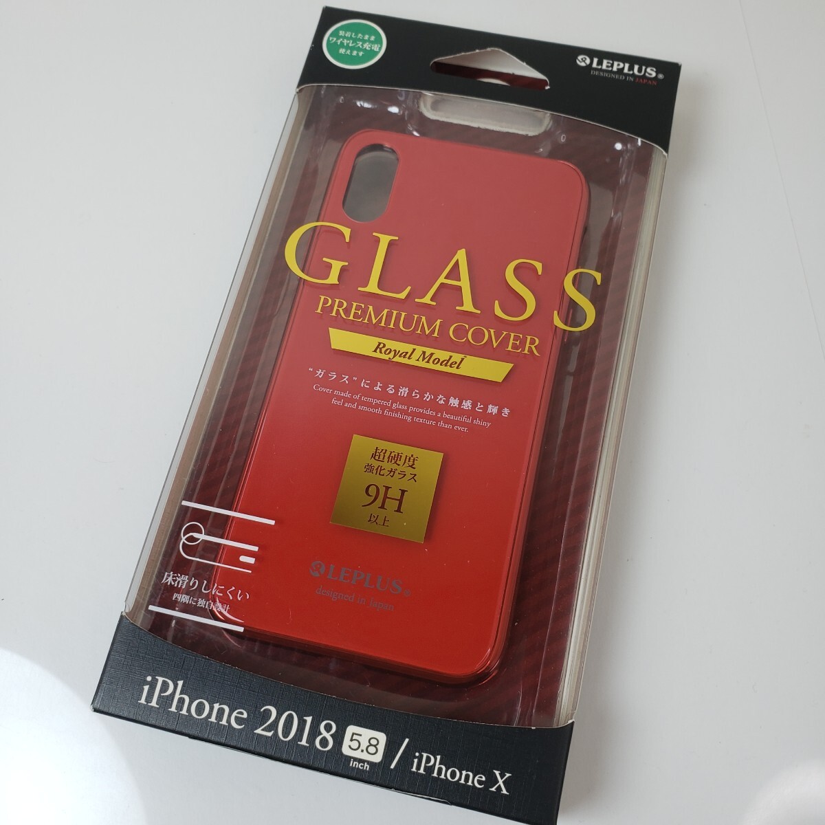 iPhone X Xs 背面ガラスシェルケース 側面メタリック レッド 1408拍卖