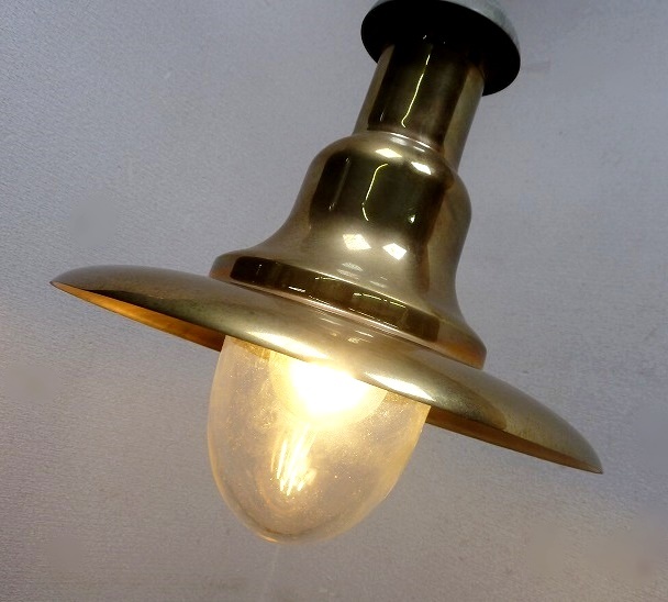 (☆BM)ペンダントライト マリンランプ アンティーク ゴールド 真鍮製 天井照明 インダストリアル ヴィンテージ調 レトロ ライト拍卖