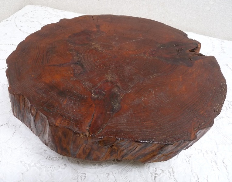 (☆BM)木製 三つ脚 飾り台 置台 花台 コレクション台 4.6kg 盆栽台 香炉台 脚付き 切り株 天然木拍卖