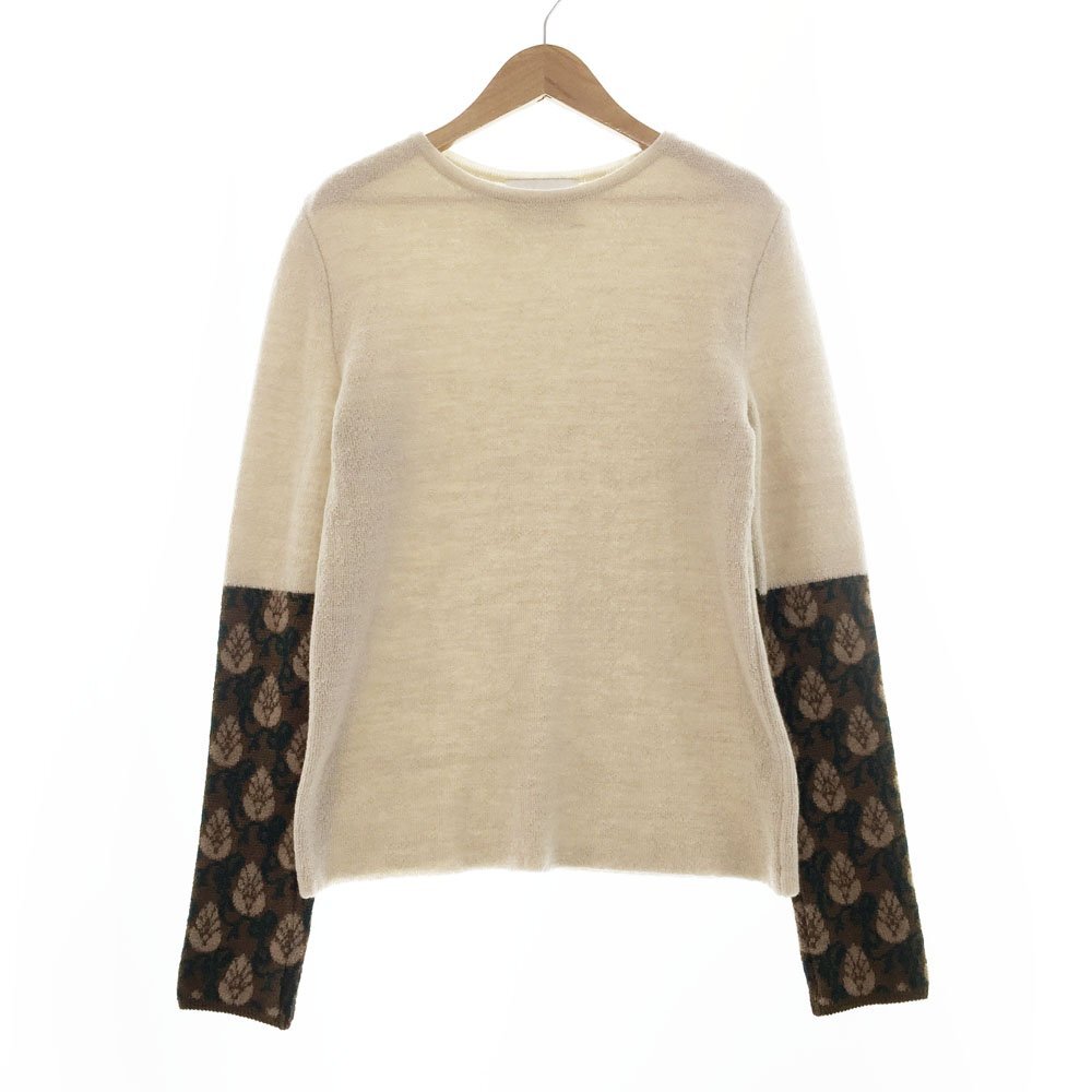 ★未使用 TAN タン 長袖 ボタニカル柄 クルーネックセーター フリーサイズ ベージュ×ブラウン×グリーン ニット トップス 1BB/93048拍卖