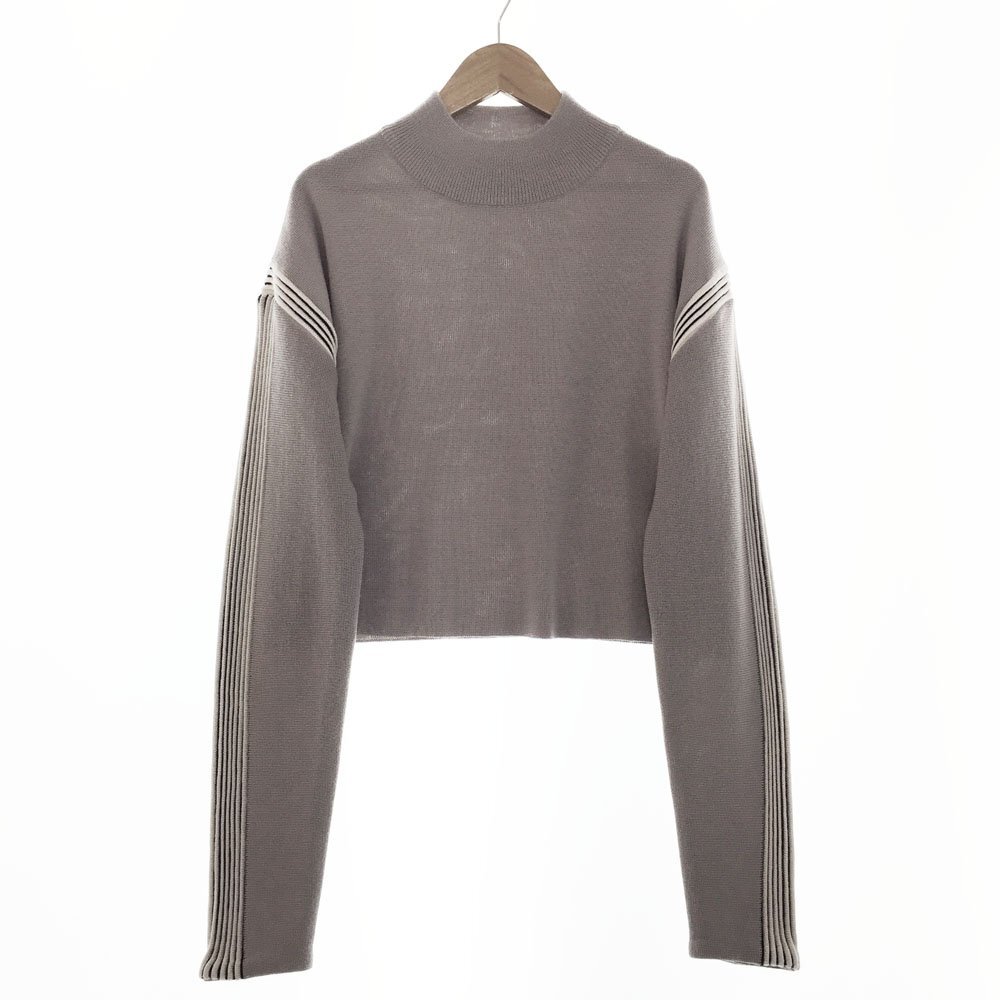 ★2017AW TAN タン 長袖ボトルネック ショートニット TN17AW012 フリーサイズ レディースF グレージュ×ホワイト×ブラック 1BB/93103拍卖