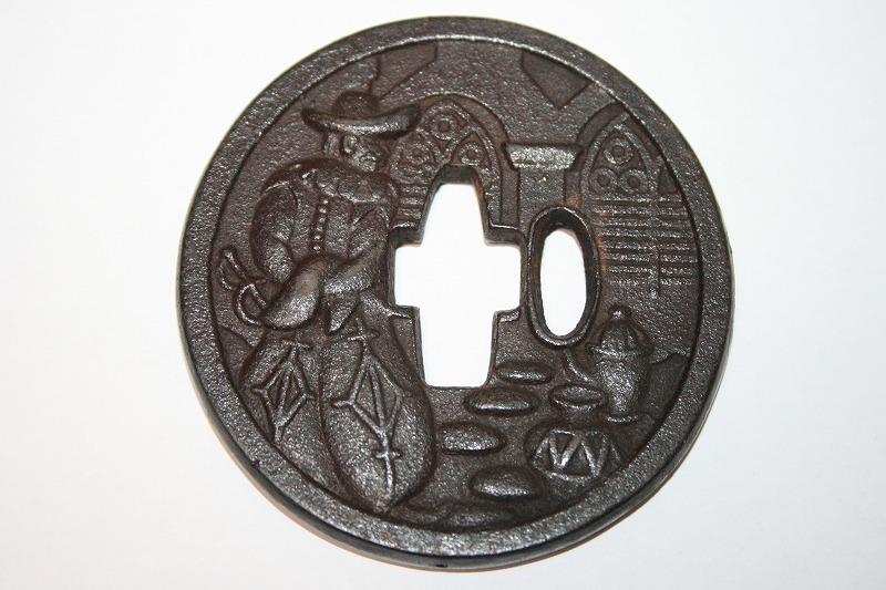 堅牢!分厚い! 南蛮人図高彫り鉄鍔拍卖