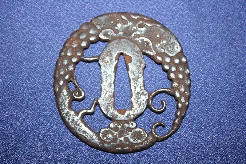 時代物本歌! 樹木図透かし鉄鍔! 風雅!拍卖