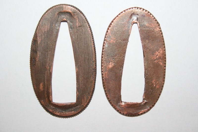 美品! 時代物本歌 銅地切羽2枚1組 厚い!V拍卖