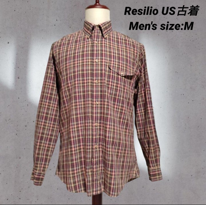 Resilio レジリオ ボタンダウン 襟裏ボタン綿100% 長袖シャツ Men's size: M USA輸入古着 US古着 アメカジ拍卖