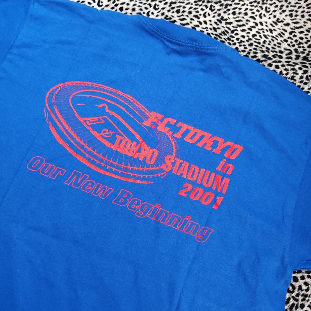FC東京 スタジアム Tシャツ FC TOKYO in TOKYO STADIUM 2001 ブルー Lサイズ 未着用品 ギルダンボディ 両面プリント 保管品拍卖