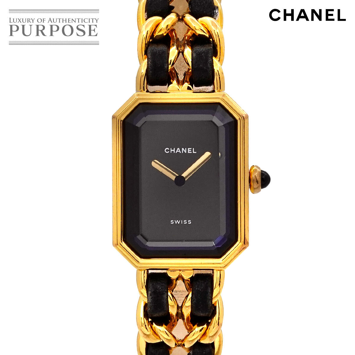 シャネル CHANEL プルミエール Lサイズ H0001 ヴィンテージ レディース 腕時計 ブラック ゴールド ウォッチ Premiere 90279670拍卖