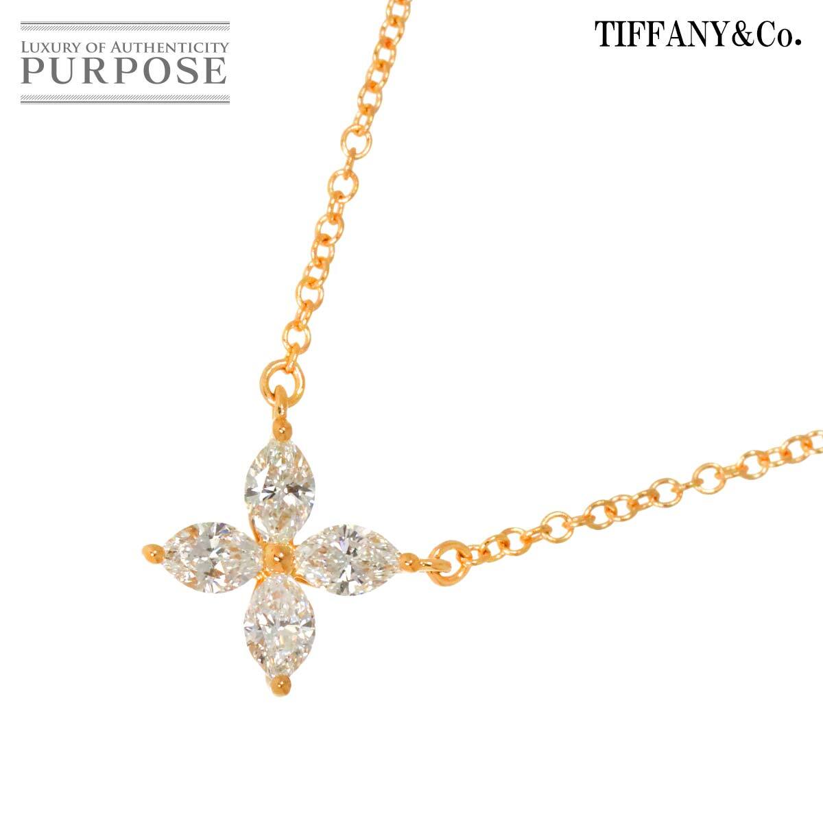 ティファニー TIFFANY&Co. ビクトリア スモール ダイヤ ネックレス 40cm K18 PG ピンクゴールド 750 Diamond Necklace 90281730拍卖