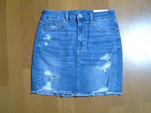 新タグ!AMERICAN EAGLE(アメリカンイーグル)スーパーストレッチダメージ加工デニムミニスカート US6拍卖