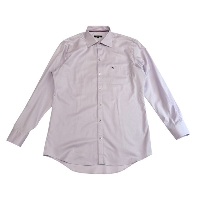 中古 バーバリーブラックレーベル BURBERRY BLACKLABEL 長袖シャツ クリーニング済み 紫 メンズ サイズ42拍卖
