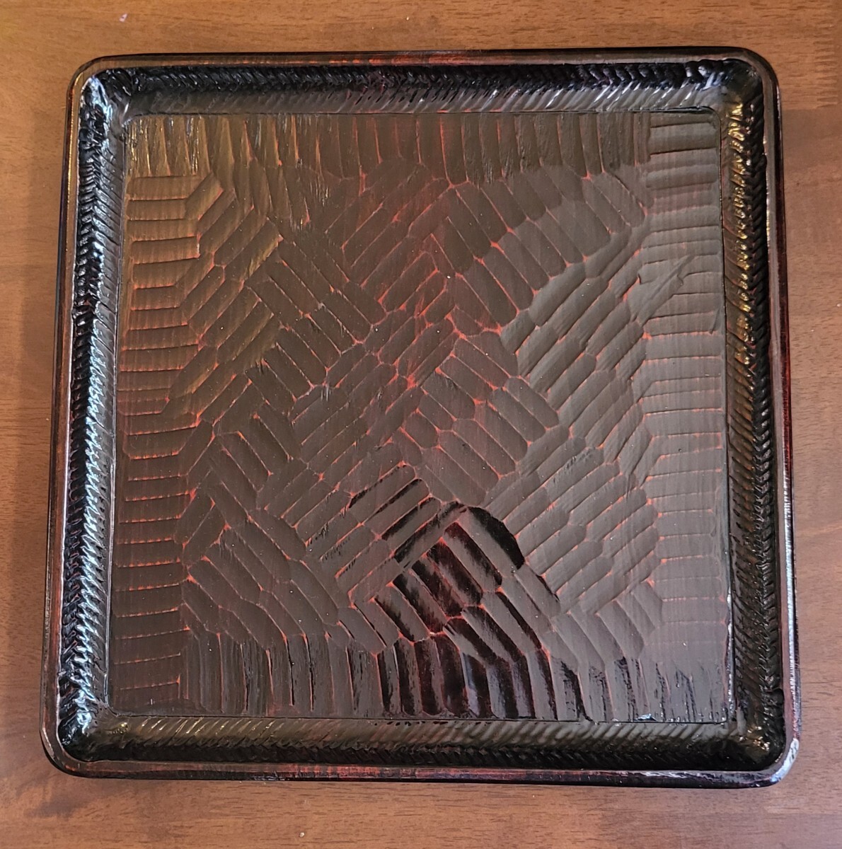 おぼん お盆 トレー 木製 インテリア 35cm×2 正方形拍卖