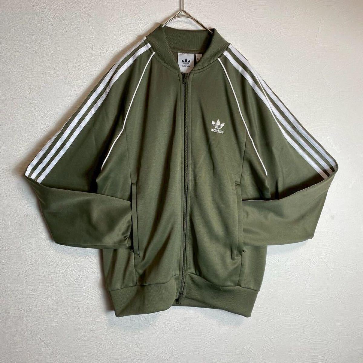 【レアカラー】adidasジャージSSTアディカラー 深緑 カーキ y2k Lサイズ アディダス トラックジャケット拍卖